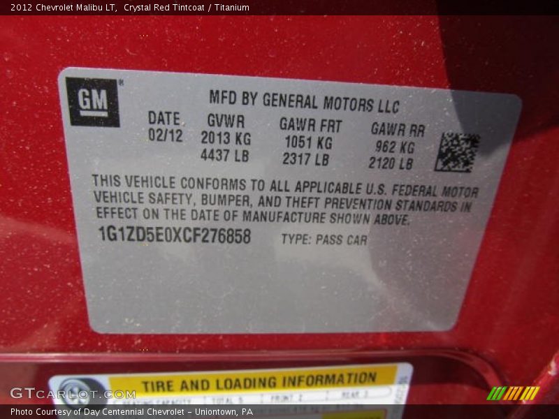 Crystal Red Tintcoat / Titanium 2012 Chevrolet Malibu LT