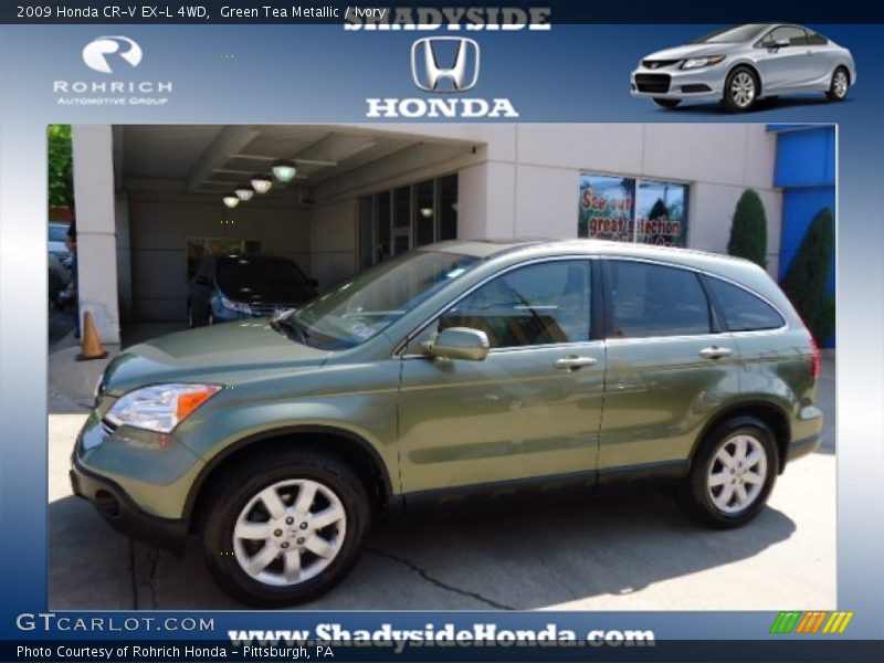 Green Tea Metallic / Ivory 2009 Honda CR-V EX-L 4WD