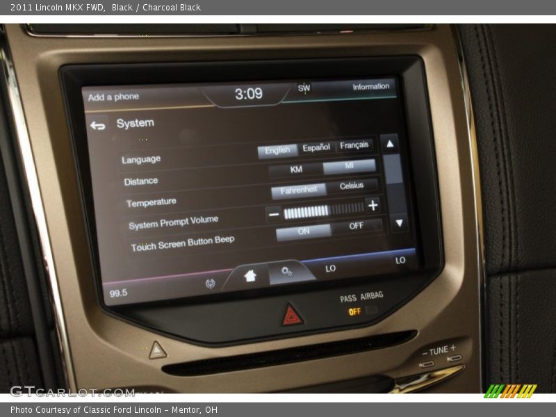 Black / Charcoal Black 2011 Lincoln MKX FWD