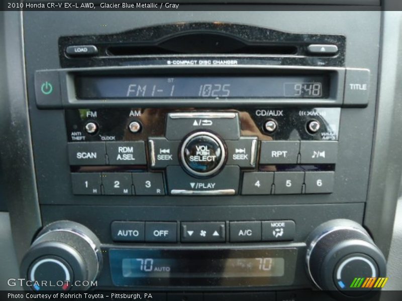 Glacier Blue Metallic / Gray 2010 Honda CR-V EX-L AWD