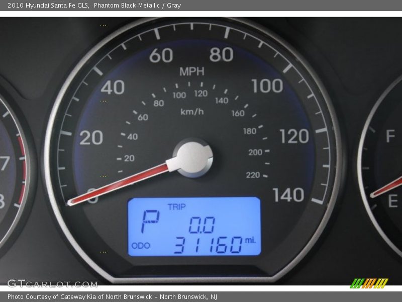 Phantom Black Metallic / Gray 2010 Hyundai Santa Fe GLS