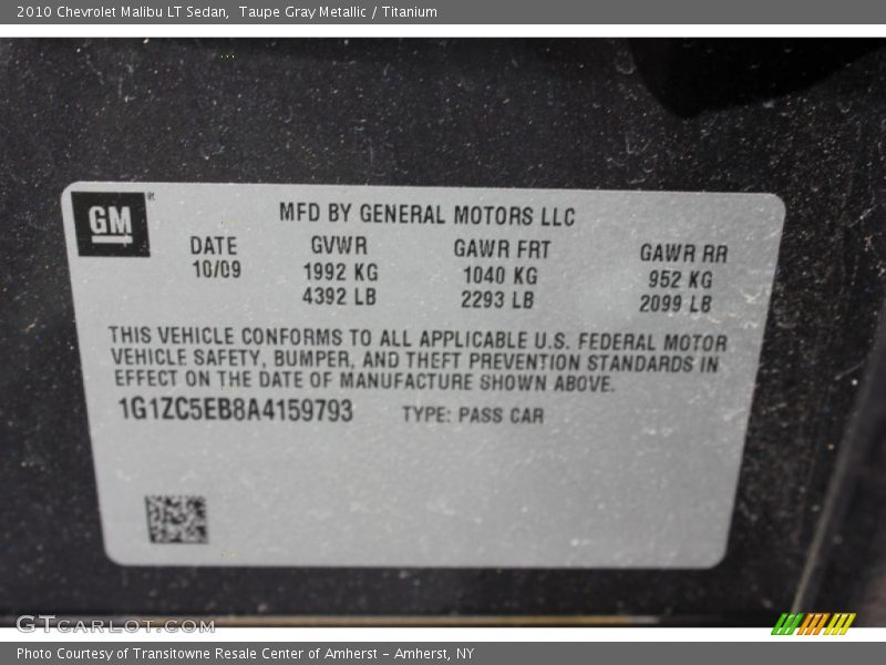 Taupe Gray Metallic / Titanium 2010 Chevrolet Malibu LT Sedan