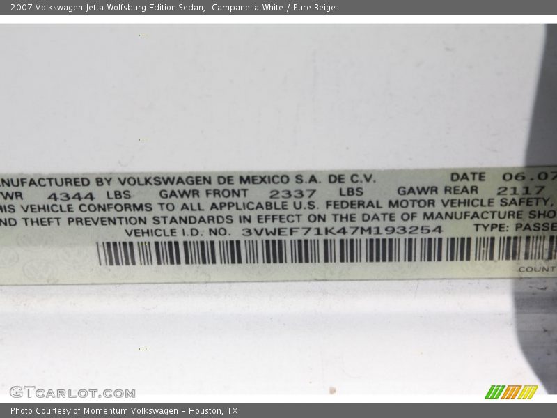Campanella White / Pure Beige 2007 Volkswagen Jetta Wolfsburg Edition Sedan