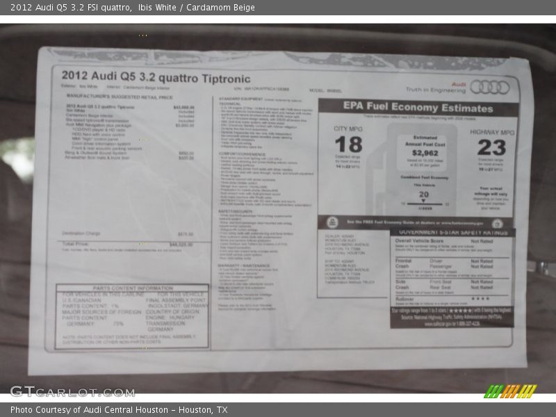 Ibis White / Cardamom Beige 2012 Audi Q5 3.2 FSI quattro