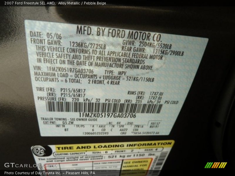 Alloy Metallic / Pebble Beige 2007 Ford Freestyle SEL AWD
