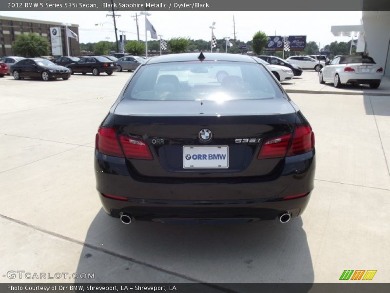 Black Sapphire Metallic / Oyster/Black 2012 BMW 5 Series 535i Sedan