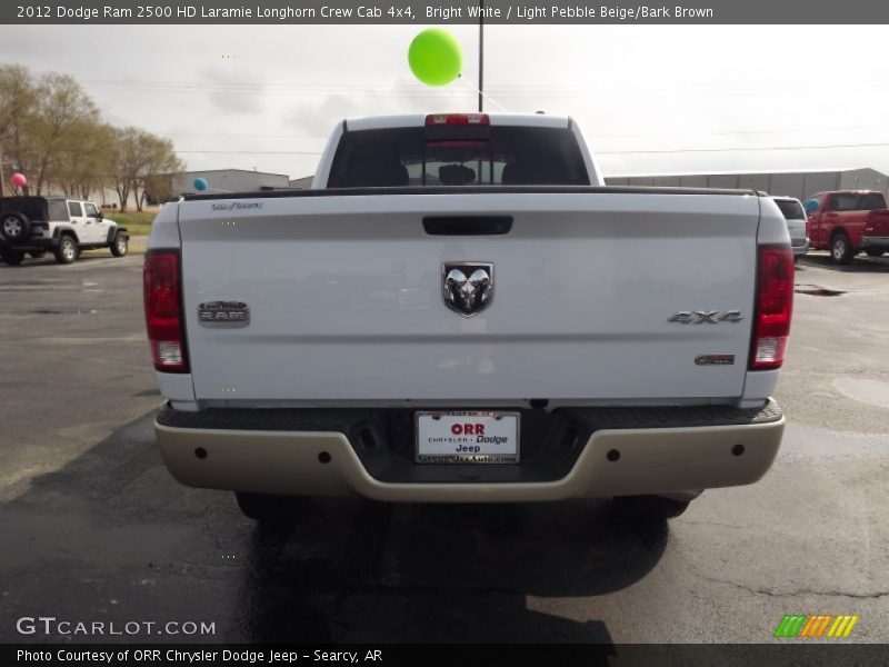 Bright White / Light Pebble Beige/Bark Brown 2012 Dodge Ram 2500 HD Laramie Longhorn Crew Cab 4x4