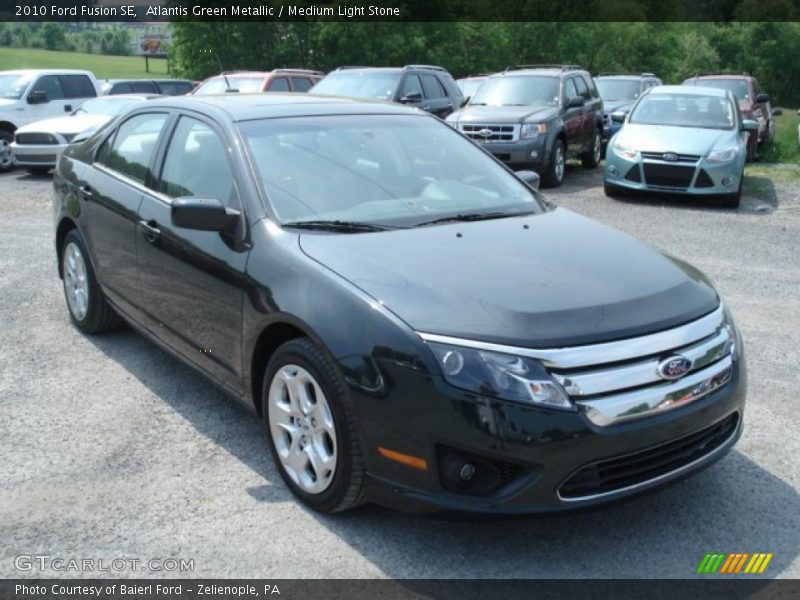 Atlantis Green Metallic / Medium Light Stone 2010 Ford Fusion SE