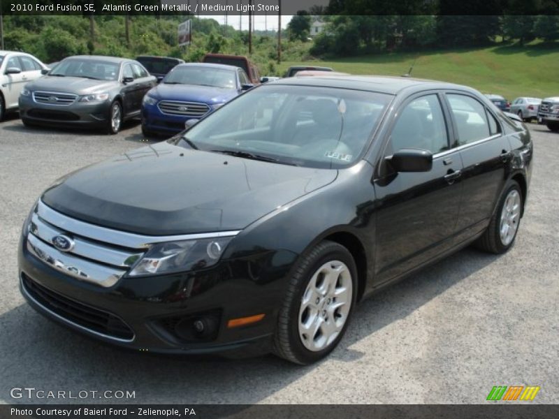 Atlantis Green Metallic / Medium Light Stone 2010 Ford Fusion SE