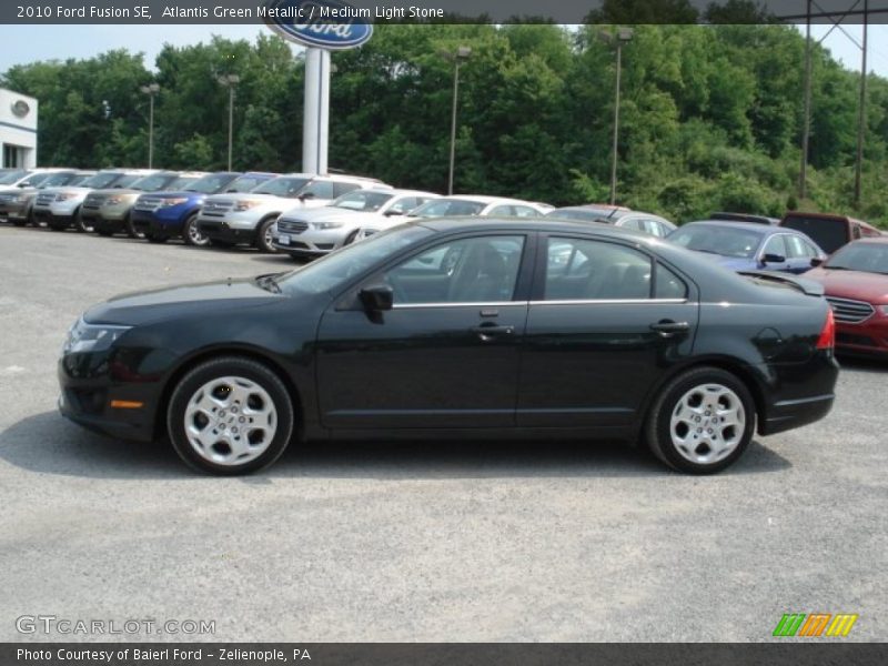 Atlantis Green Metallic / Medium Light Stone 2010 Ford Fusion SE