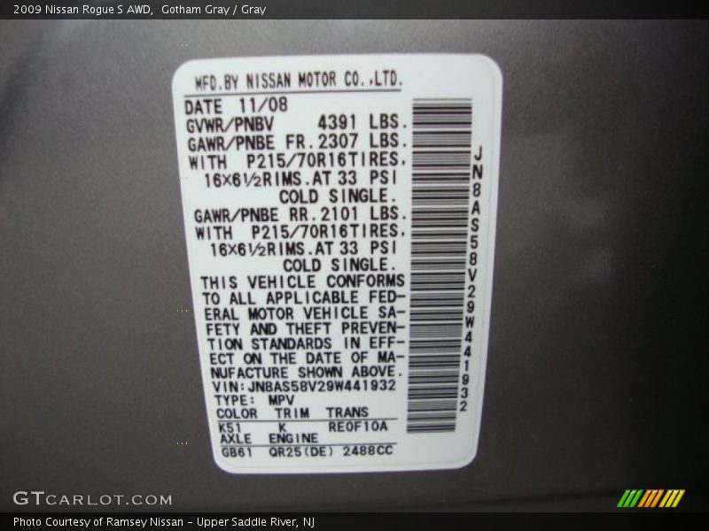 Gotham Gray / Gray 2009 Nissan Rogue S AWD