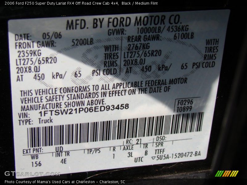 Black / Medium Flint 2006 Ford F250 Super Duty Lariat FX4 Off Road Crew Cab 4x4