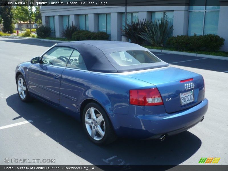 Ocean Blue Pearl / Beige 2005 Audi A4 3.0 quattro Cabriolet