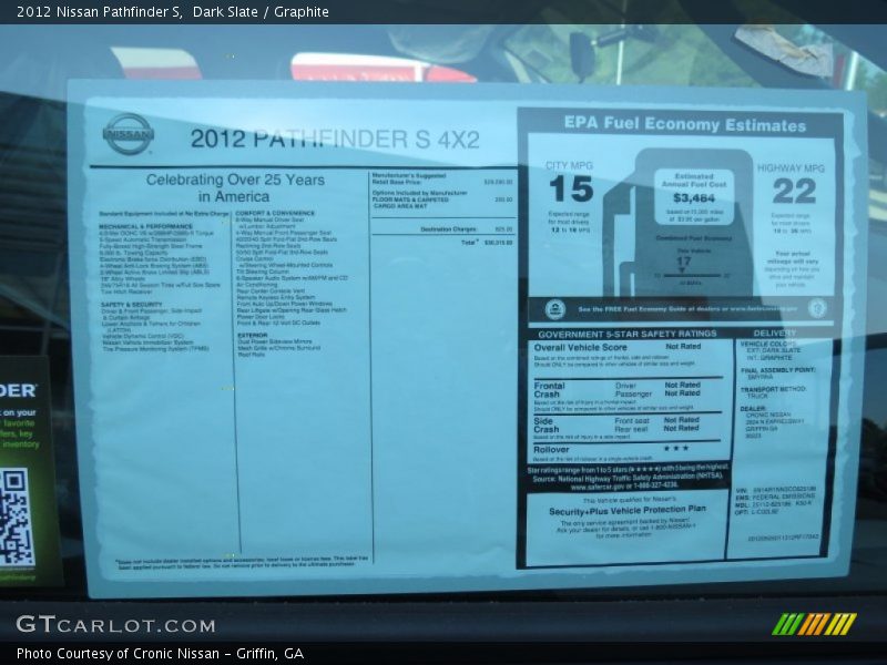  2012 Pathfinder S Window Sticker