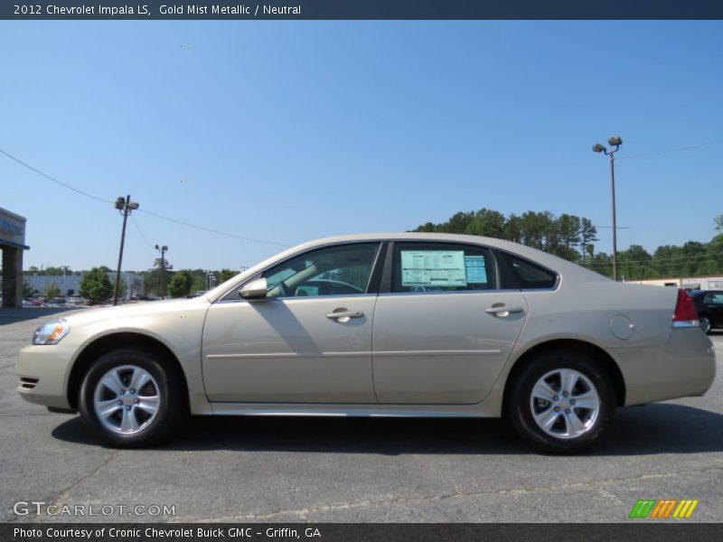 Gold Mist Metallic / Neutral 2012 Chevrolet Impala LS