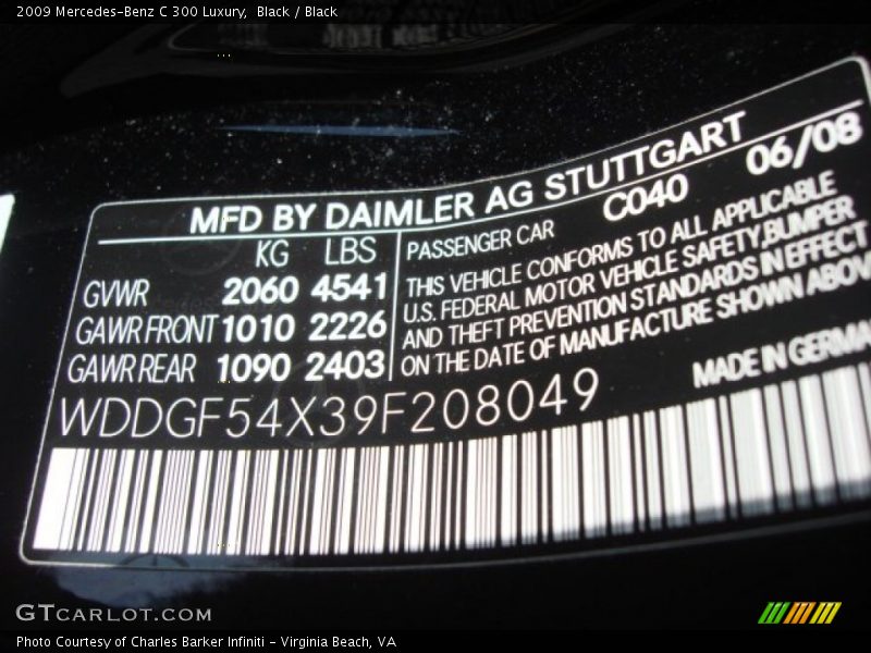 Black / Black 2009 Mercedes-Benz C 300 Luxury