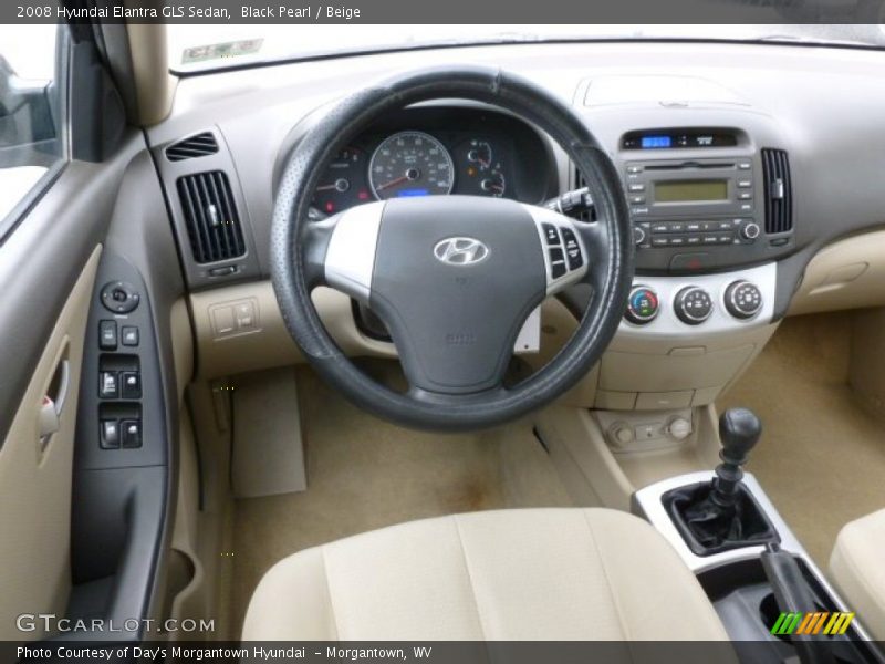Black Pearl / Beige 2008 Hyundai Elantra GLS Sedan