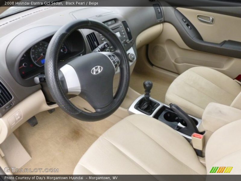 Black Pearl / Beige 2008 Hyundai Elantra GLS Sedan