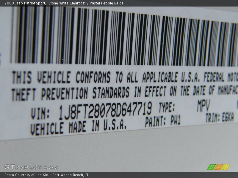 Stone White Clearcoat / Pastel Pebble Beige 2008 Jeep Patriot Sport