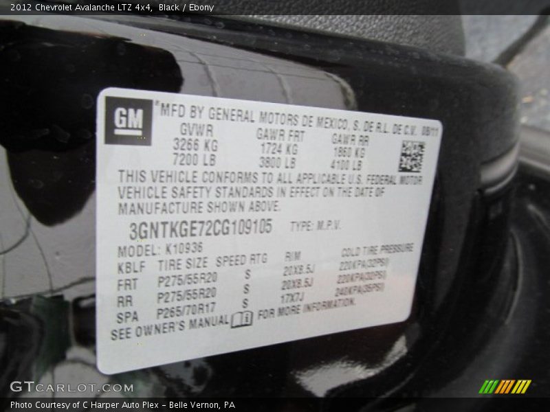 Black / Ebony 2012 Chevrolet Avalanche LTZ 4x4