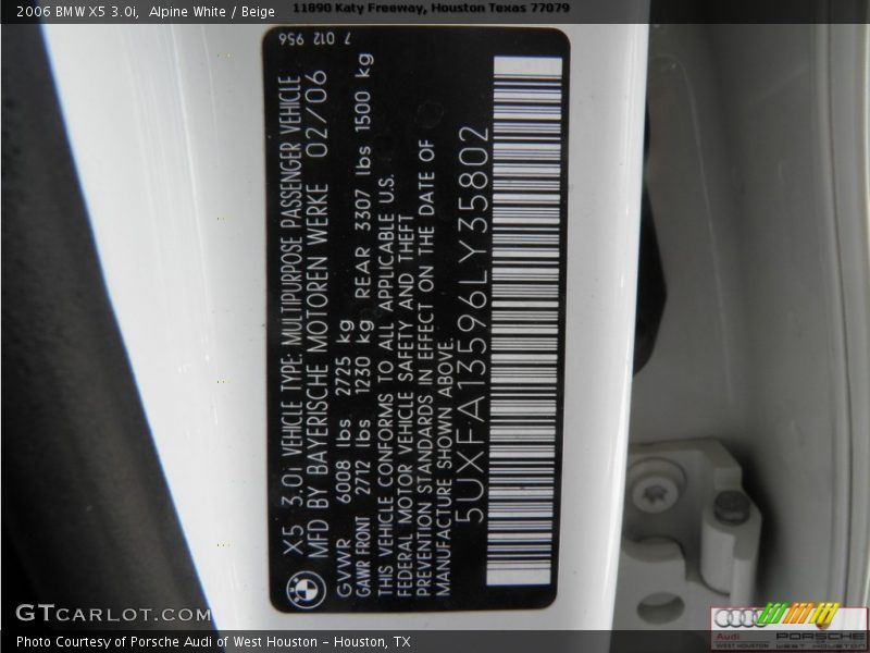 Alpine White / Beige 2006 BMW X5 3.0i