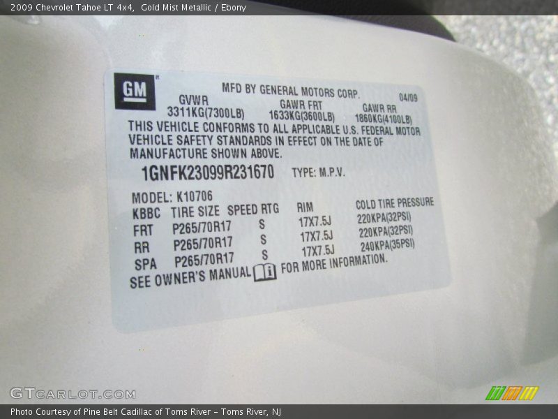 Gold Mist Metallic / Ebony 2009 Chevrolet Tahoe LT 4x4
