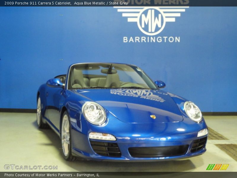 Aqua Blue Metallic / Stone Grey 2009 Porsche 911 Carrera S Cabriolet