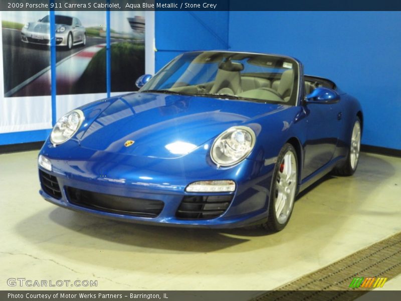 Aqua Blue Metallic / Stone Grey 2009 Porsche 911 Carrera S Cabriolet