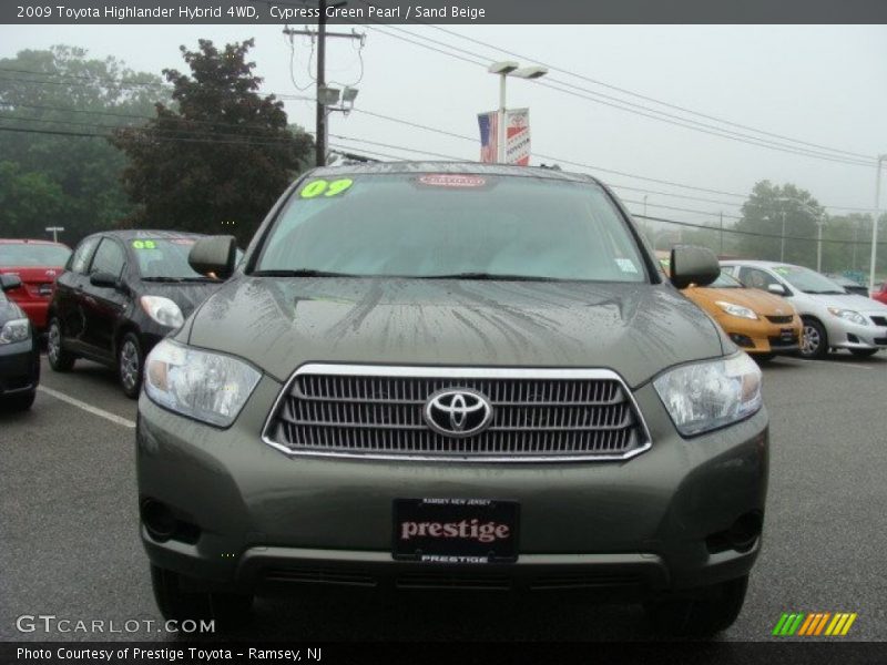 Cypress Green Pearl / Sand Beige 2009 Toyota Highlander Hybrid 4WD