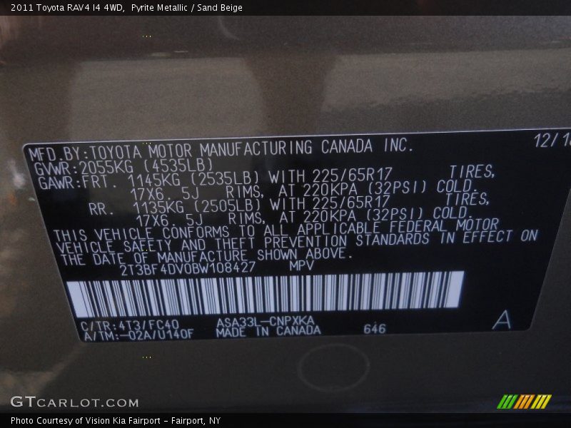 Pyrite Metallic / Sand Beige 2011 Toyota RAV4 I4 4WD