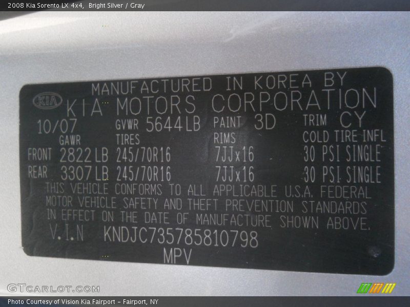 Bright Silver / Gray 2008 Kia Sorento LX 4x4