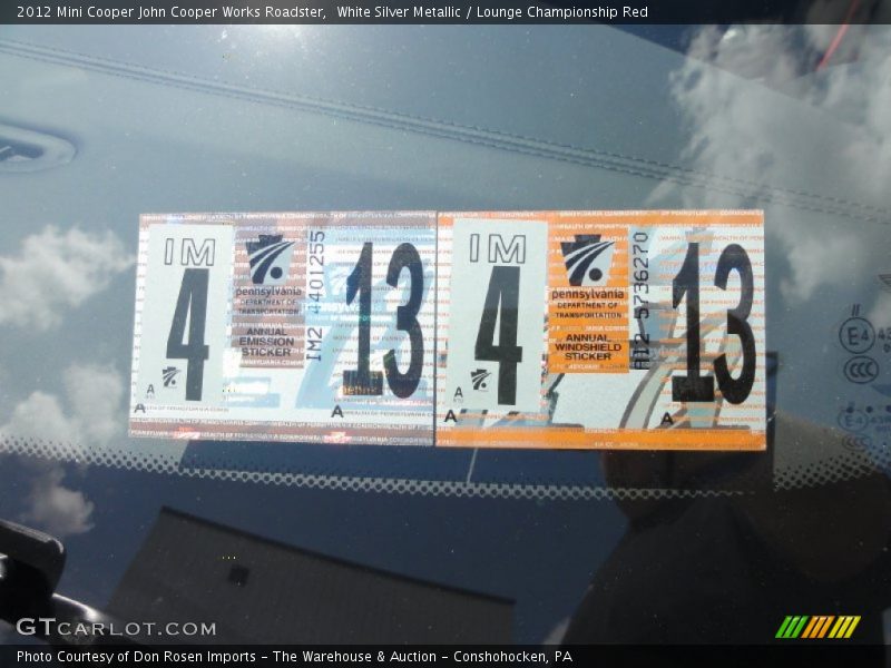 White Silver Metallic / Lounge Championship Red 2012 Mini Cooper John Cooper Works Roadster
