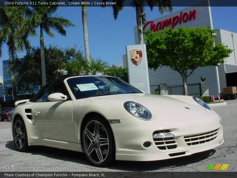 Cream White / Cocoa Brown 2009 Porsche 911 Turbo Cabriolet