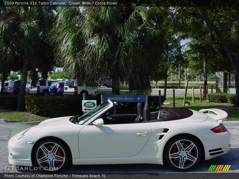 Cream White / Cocoa Brown 2009 Porsche 911 Turbo Cabriolet