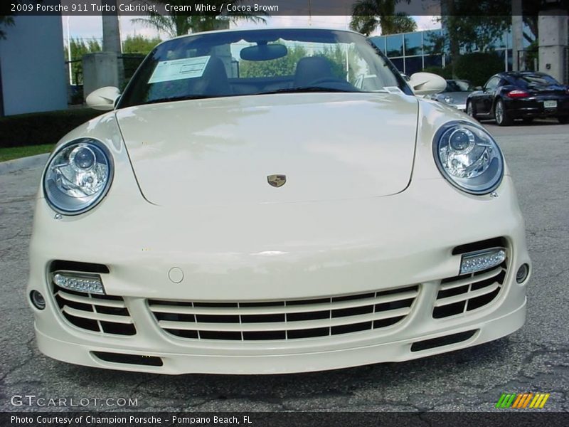 Cream White / Cocoa Brown 2009 Porsche 911 Turbo Cabriolet