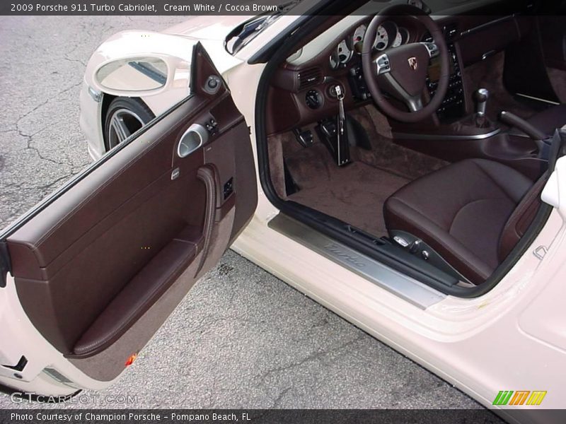 Cream White / Cocoa Brown 2009 Porsche 911 Turbo Cabriolet