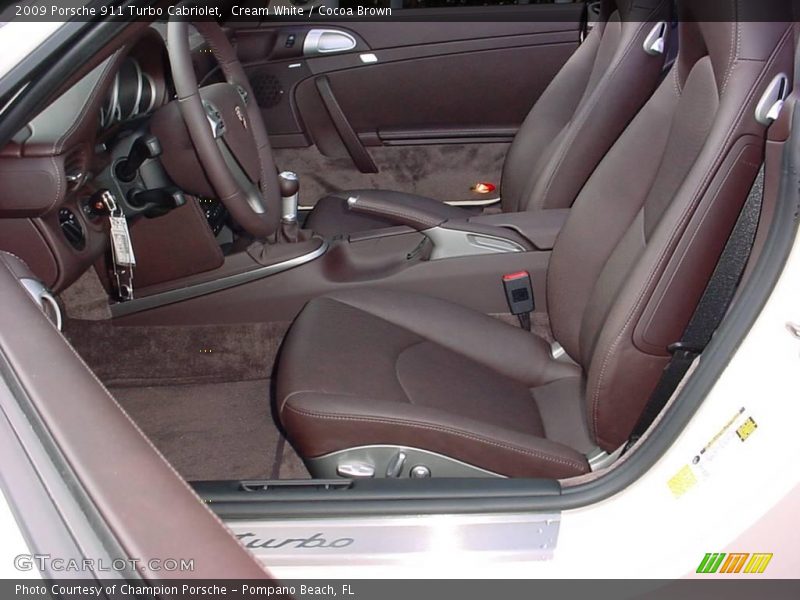 Cream White / Cocoa Brown 2009 Porsche 911 Turbo Cabriolet