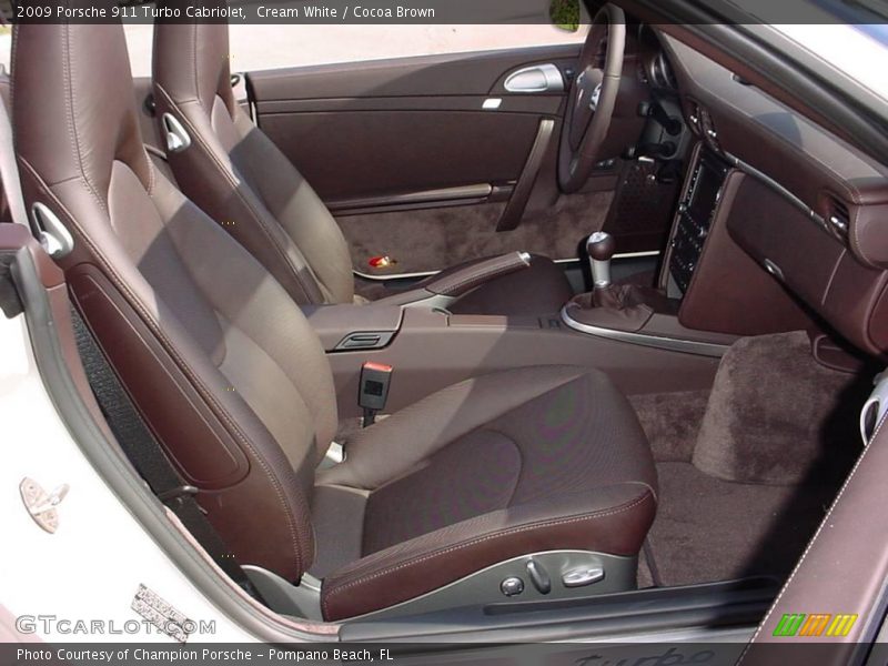 Cream White / Cocoa Brown 2009 Porsche 911 Turbo Cabriolet