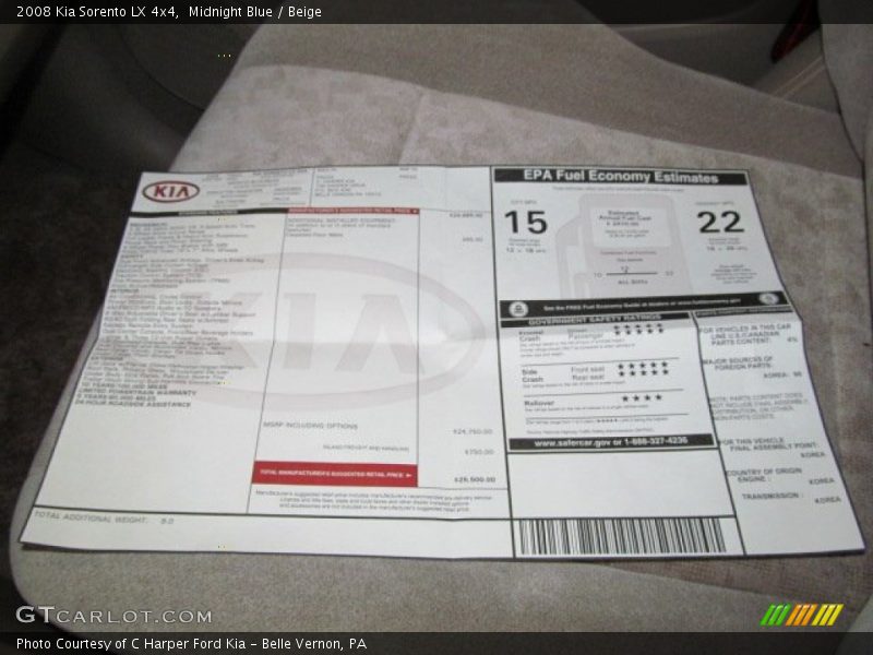 Midnight Blue / Beige 2008 Kia Sorento LX 4x4