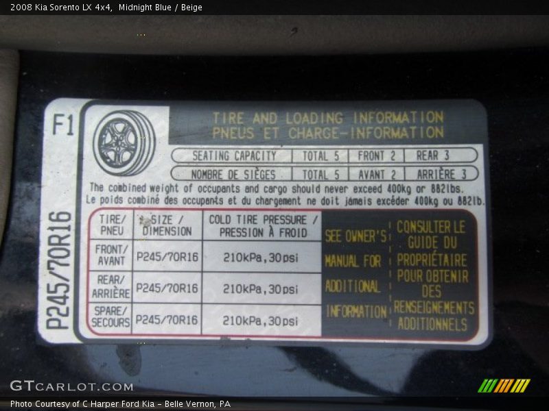 Midnight Blue / Beige 2008 Kia Sorento LX 4x4