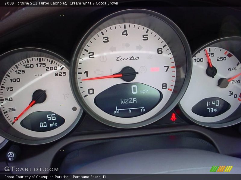 Cream White / Cocoa Brown 2009 Porsche 911 Turbo Cabriolet