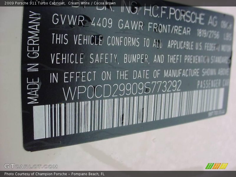 Cream White / Cocoa Brown 2009 Porsche 911 Turbo Cabriolet