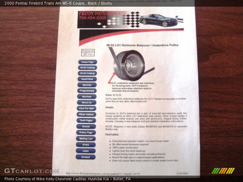 Black / Ebony 2000 Pontiac Firebird Trans Am WS-6 Coupe