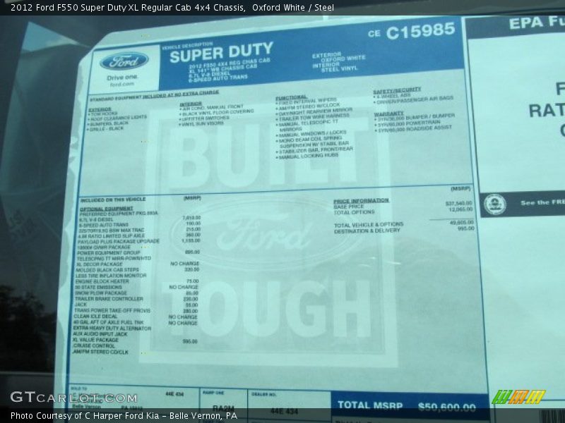 Oxford White / Steel 2012 Ford F550 Super Duty XL Regular Cab 4x4 Chassis