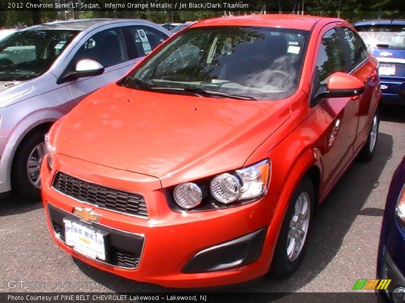 Inferno Orange Metallic / Jet Black/Dark Titanium 2012 Chevrolet Sonic LT Sedan
