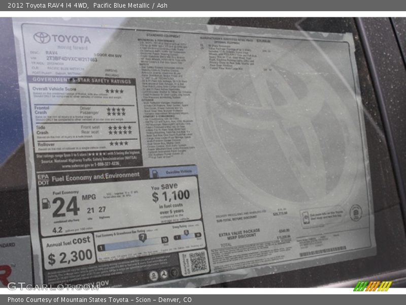 Pacific Blue Metallic / Ash 2012 Toyota RAV4 I4 4WD