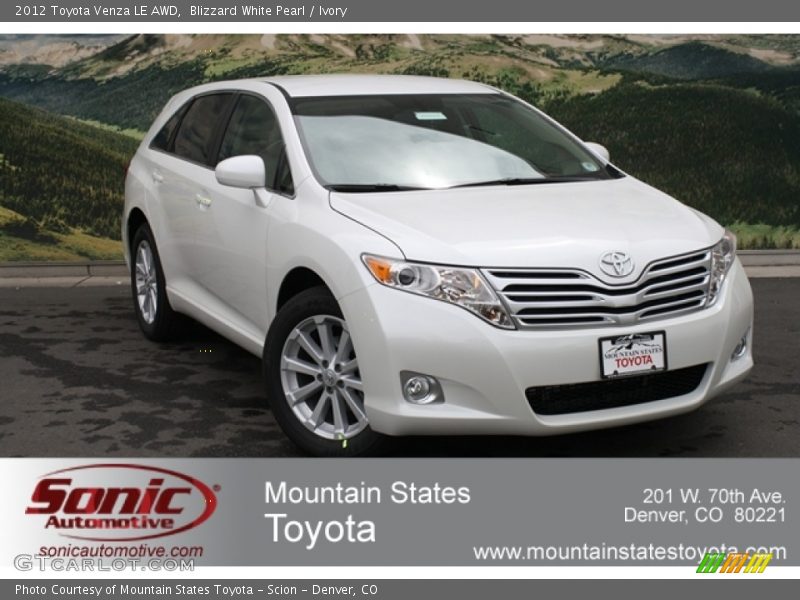 Blizzard White Pearl / Ivory 2012 Toyota Venza LE AWD