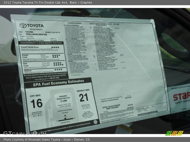 Black / Graphite 2012 Toyota Tacoma TX Pro Double Cab 4x4