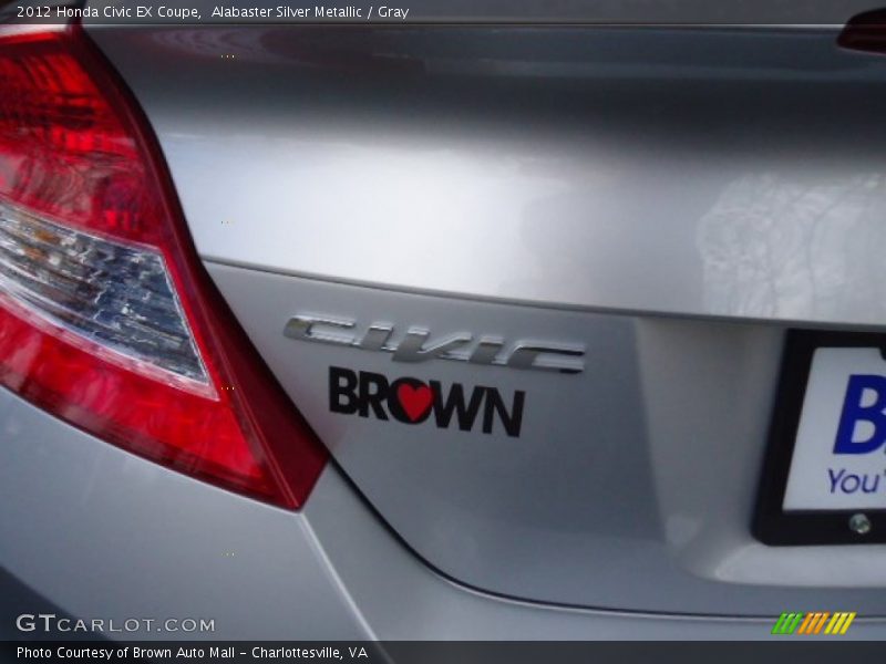 Alabaster Silver Metallic / Gray 2012 Honda Civic EX Coupe