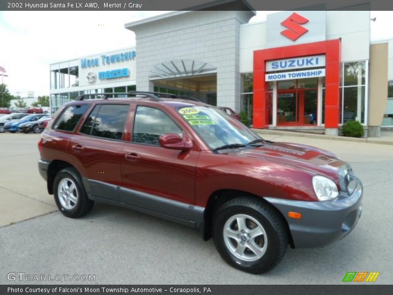 Merlot / Gray 2002 Hyundai Santa Fe LX AWD